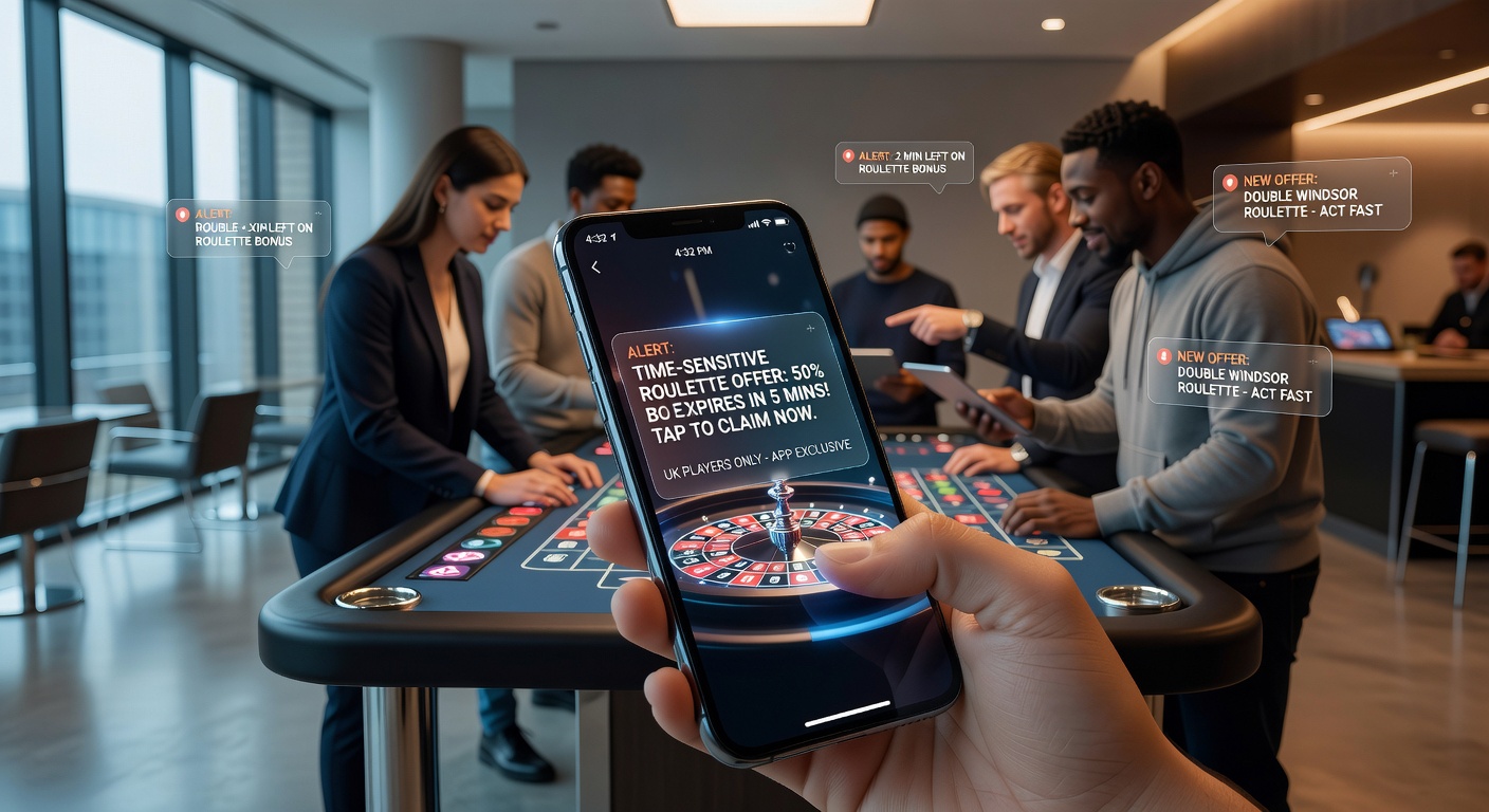 Close-up of smartphone screen showing roulette bonus notification with timer countdown