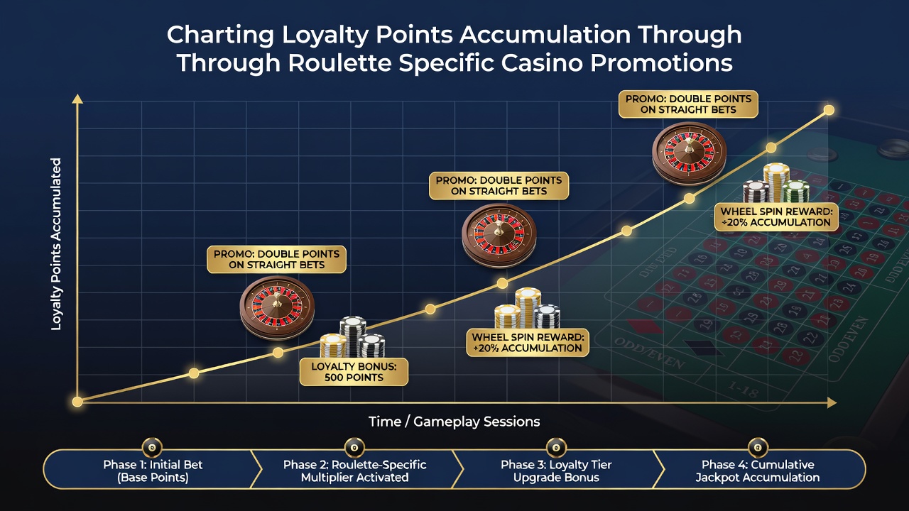 Player dashboard displaying loyalty point balance growth from roulette promotions over time