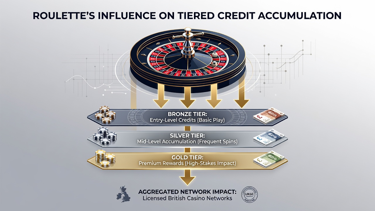 Infographic illustrating tier progression driven by roulette credits in UK casino systems