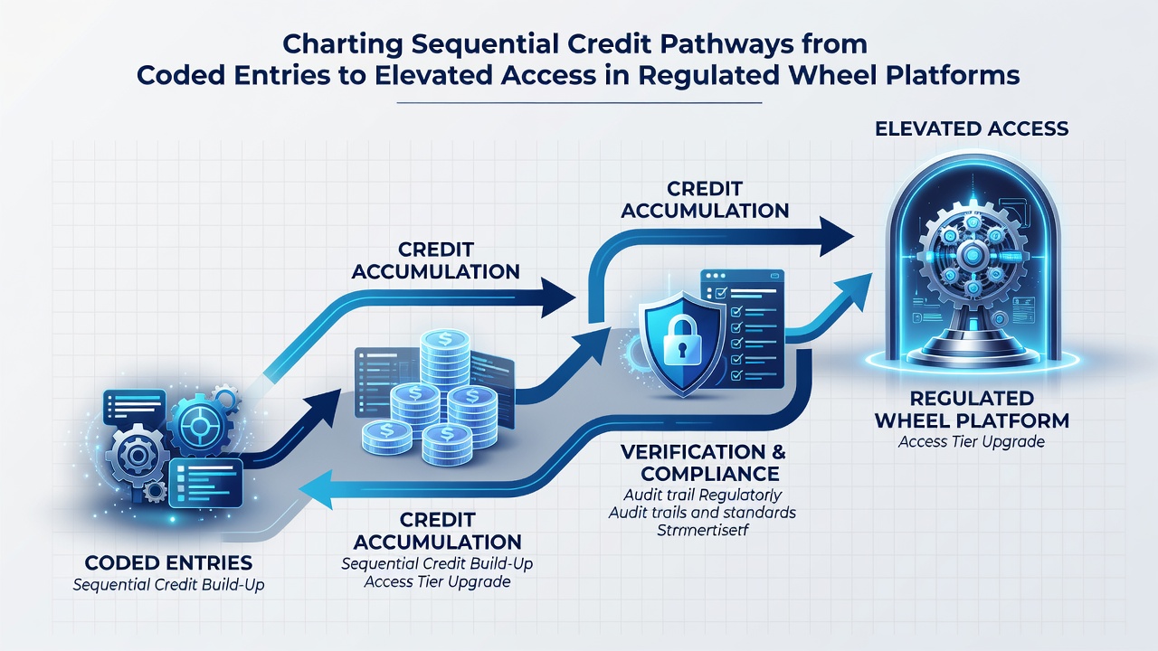 Flowchart illustrating mid-tier credit accumulation leading to elevated access in wheel gaming platforms