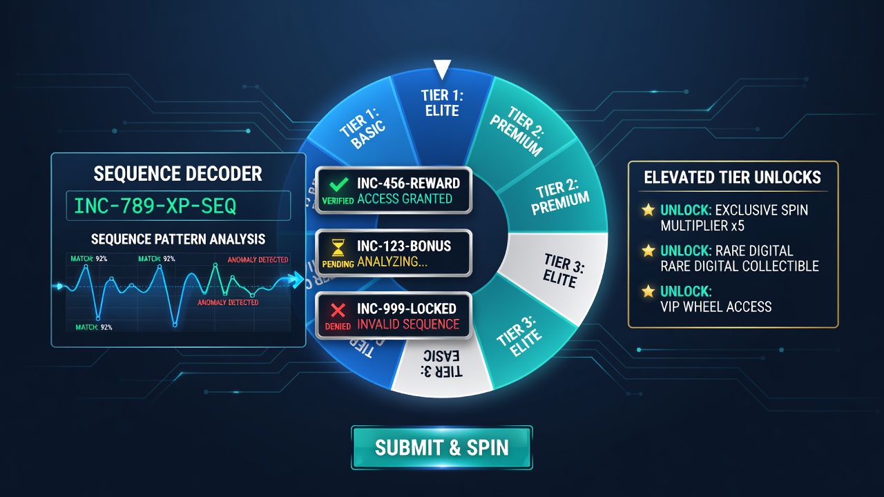 Flowchart illustrating how sequence patterns in incentive codes map to roulette VIP tier progression