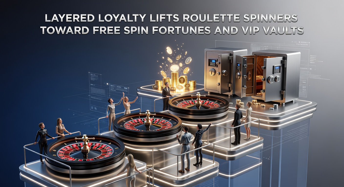 Roulette wheel spinning with glowing loyalty tier icons overlay, symbolizing progression from basic to VIP levels in casino programs