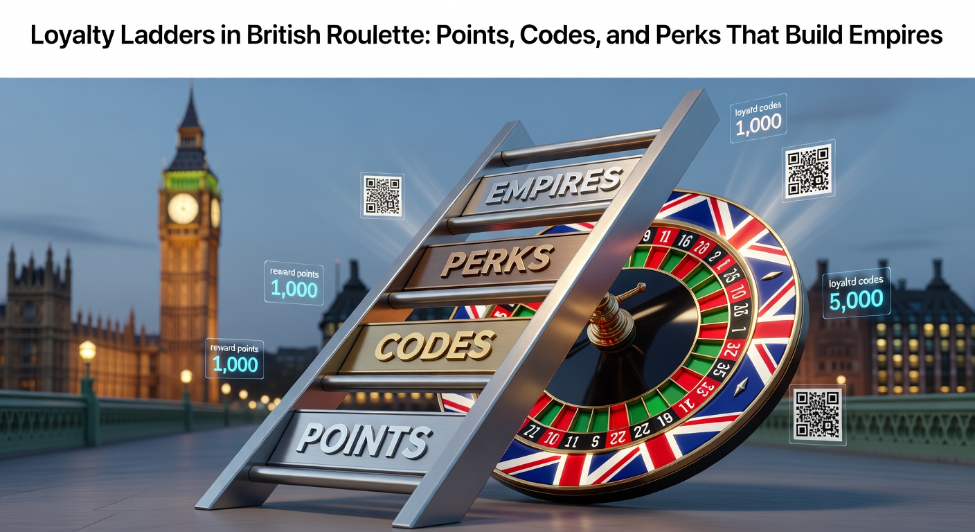 Graphic illustration of a ladder ascending through roulette wheel tiers, symbolizing loyalty program progression with points and perks glowing at higher levels
