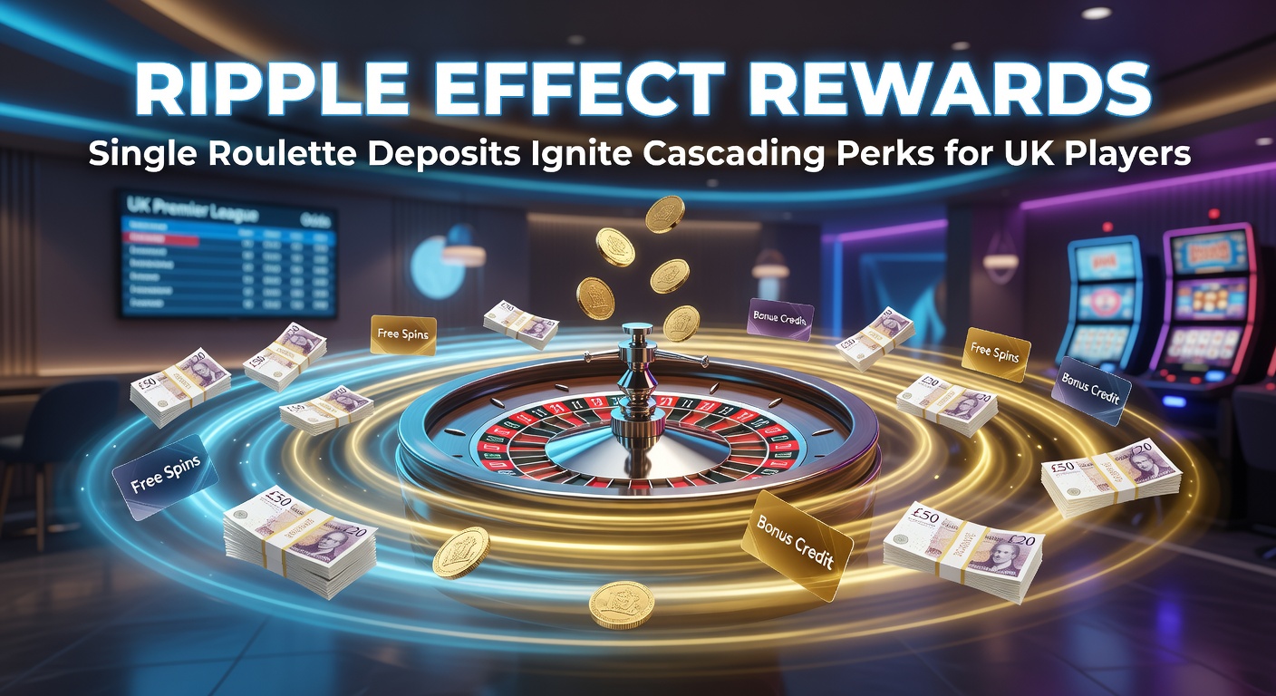 Visual representation of a single roulette deposit triggering a chain of glowing reward icons cascading downward