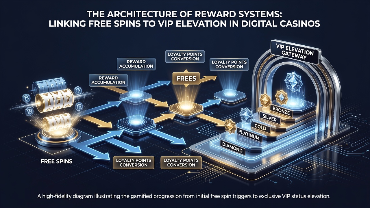 Diagram showing the layered structure of casino reward systems from free spins to VIP tiers