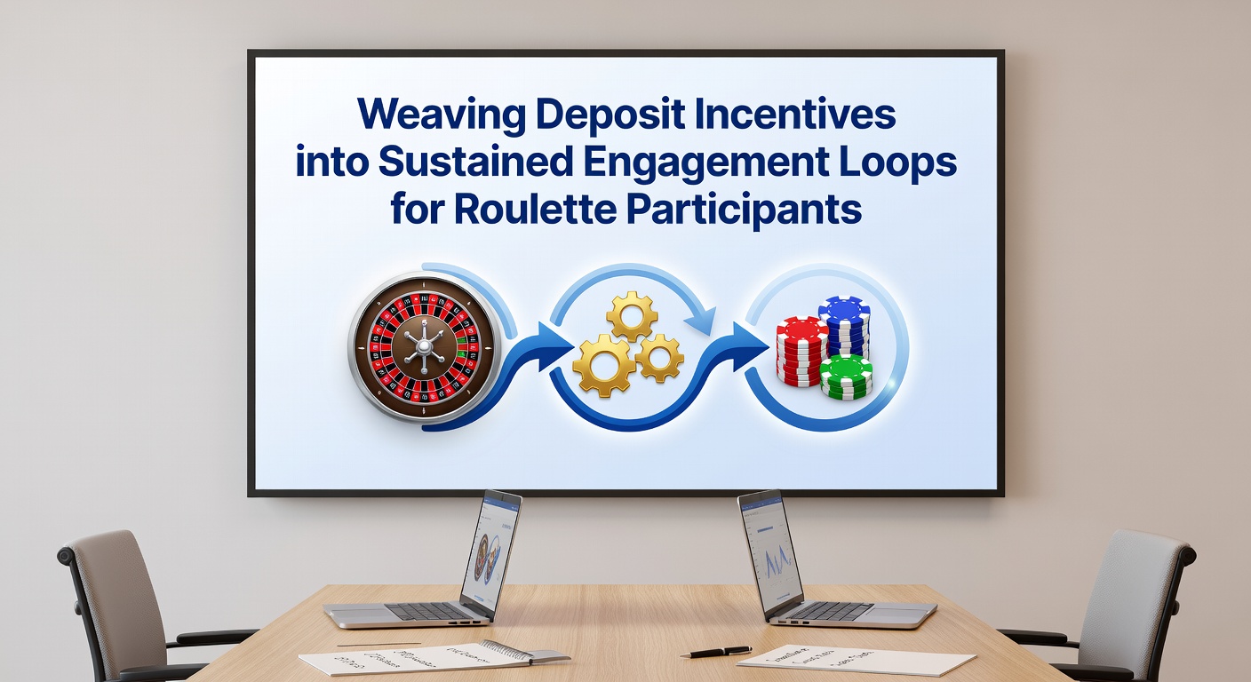 Roulette wheel with deposit incentive graphics showing engagement loop arrows and player progression paths